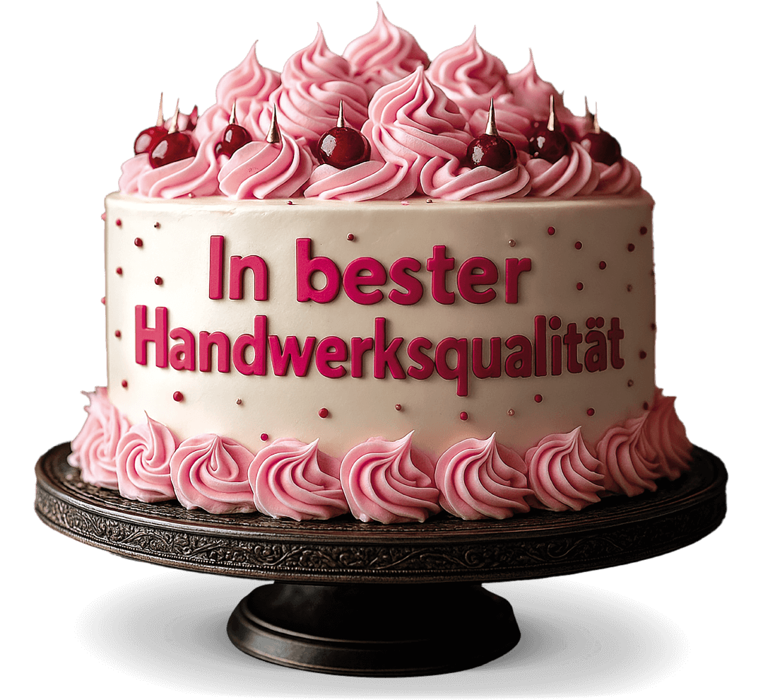 Torte mit der Aufschrift In bester Handwerksqualität